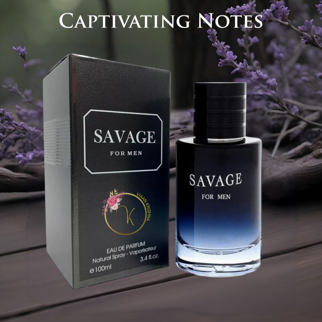SAVAGE FOR MEN Cologne Eau de Parfum Men's Fragrance 3.4oz/100ml, Natural Spray, Long Lasting