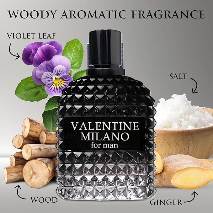 VALENTINE MILANO FOR MEN Cologne Eau de Parfum Men's Fragrance 3.4oz/100ml, Natural Spray, Long Lasting