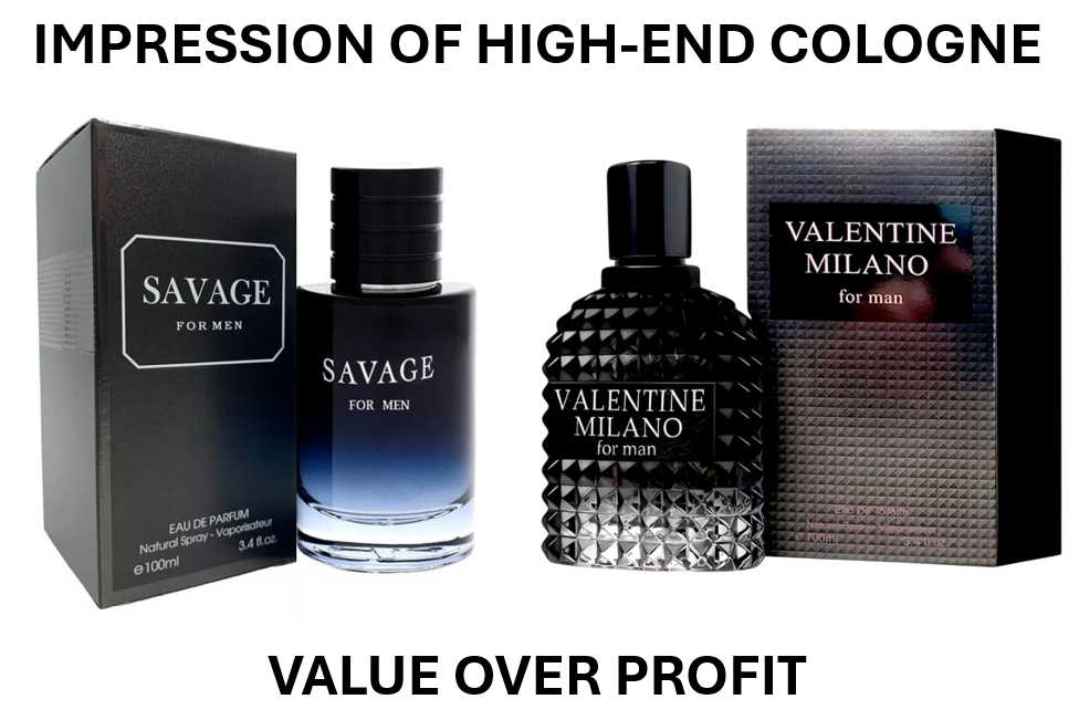 SAVAGE FOR MEN and VALENTINE MILANO FOR MEN Combo Pack Cologne Eau de Parfum Men's Fragrance 3.4oz/100ml, Natural Spray, Long Lasting (Pack of 2)