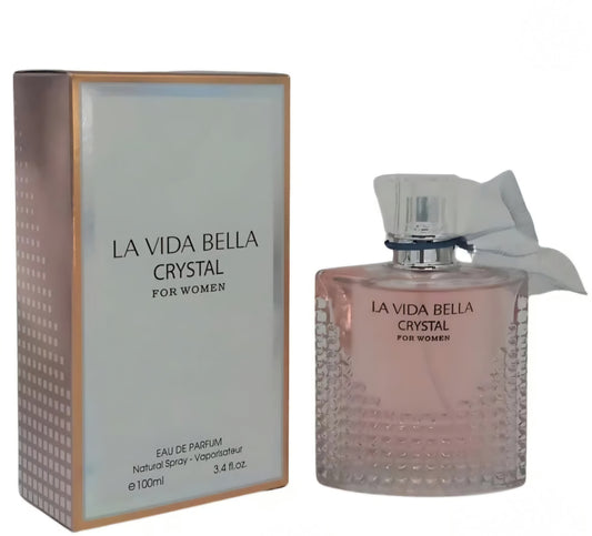 LA VIDA BELLA CRYSTAL Eau De Parfum for Women, 3.4 fl oz, Natural Spray - Rich, Elegant Aroma filled with Gourmand, and Floral Tones. Ideal for gift on special occasions, Birthdays.