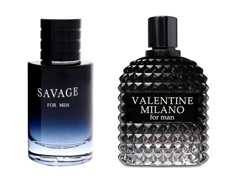 SAVAGE FOR MEN and (VALENTINE MILANO FOR MEN Combo Pack Cologne Eau de Parfum Men's Fragrance 3.4oz/100ml, Natural Spray, Long Lasting (Pack of 2))