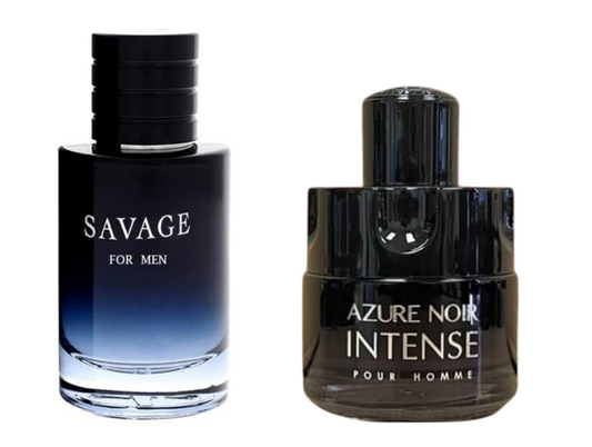 SAVAGE FOR MEN and AZURE NOIR INTENSE Cologne for Men Combo Pack Eau de Perfum Fragrance 3.4oz/100ml, Natural Spray, Long Lasting (Pack of 2)