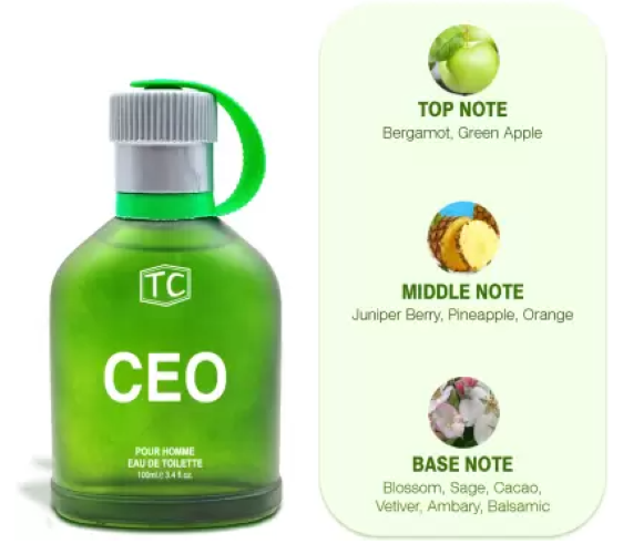 CEO GREEN Cologne for Men Eau De Toilette 3.4oz/100ml, Natural Spray, Long Lasting