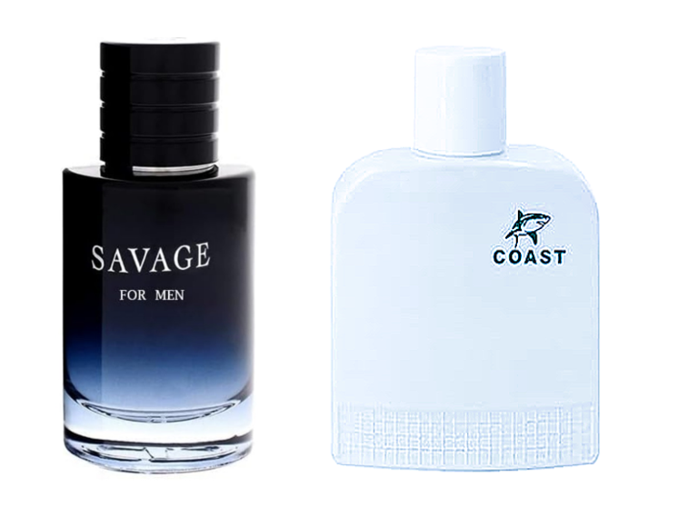 SAVAGE FOR MEN and (COAST WHITE Cologne for Men Combo Pack Eau de Toilette Fragrance 3.4oz/100ml, Natural Spray, Long Lasting (Pack of 2))