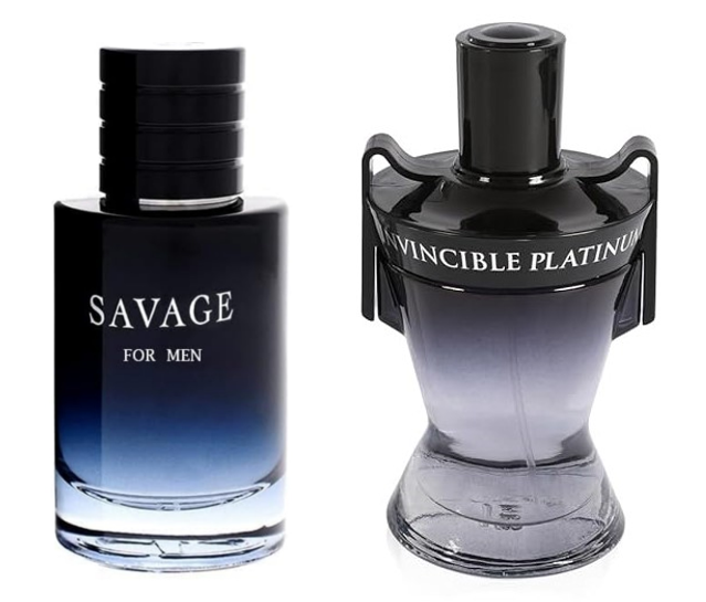 SAVAGE FOR MEN and (INVINCIBLE PLANTINUM Cologne for Men Combo Pack Eau de Perfum Fragrance 3.4oz/100ml, Natural Spray, Long Lasting (Pack of 2))