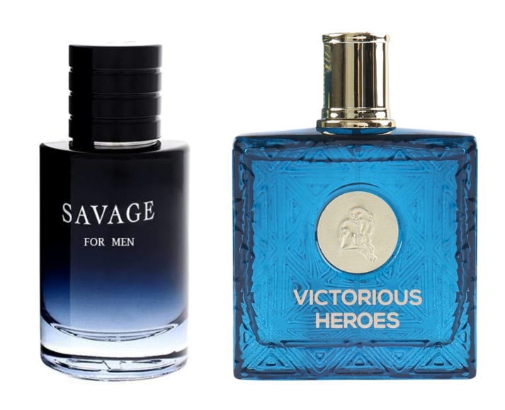 SAVAGE FOR MEN and (VICTORIOUS HEROES Cologne for Men Eau de Toilette Elegant Cedarwood and Vanilla Fragrance 3 FL.OZ, Natural Spray, Long Lasting (Pack of 2)