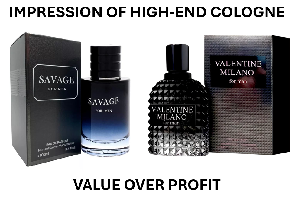 SAVAGE FOR MEN and (VALENTINE MILANO FOR MEN Combo Pack Cologne Eau de Parfum Men's Fragrance 3.4oz/100ml, Natural Spray, Long Lasting (Pack of 2))