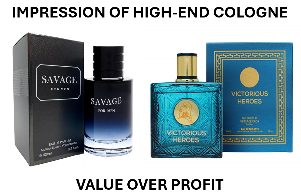 SAVAGE FOR MEN and (VICTORIOUS HEROES Cologne for Men Eau de Toilette Elegant Cedarwood and Vanilla Fragrance 3 FL.OZ, Natural Spray, Long Lasting (Pack of 2)