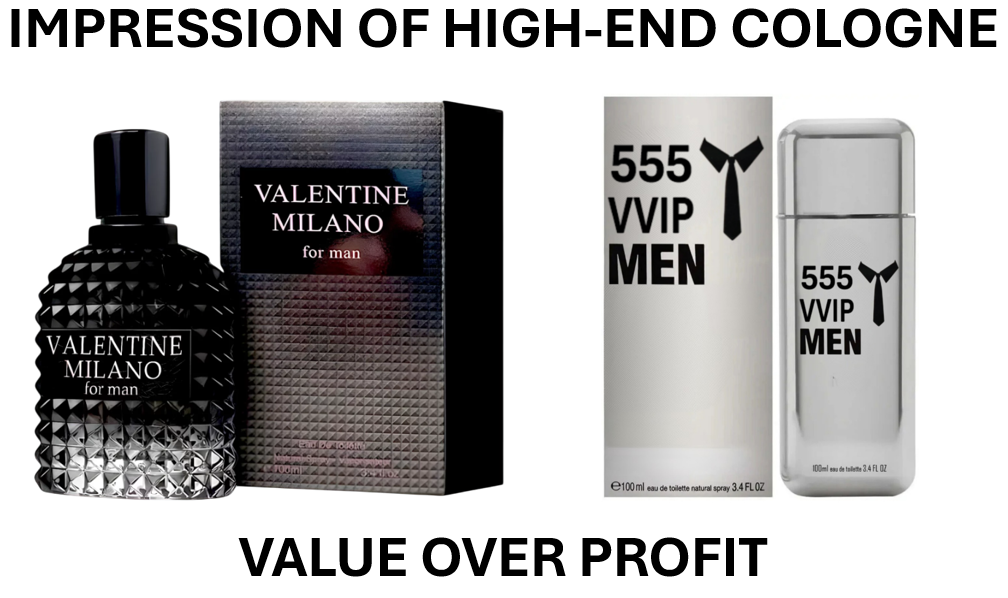 VALENTINE MILANO and (555 VVIP MEN Cologne for Men Combo Pack Eau De Toilette 3.4oz/100ml, Natural Spray, Long Lasting (Pack of 2))