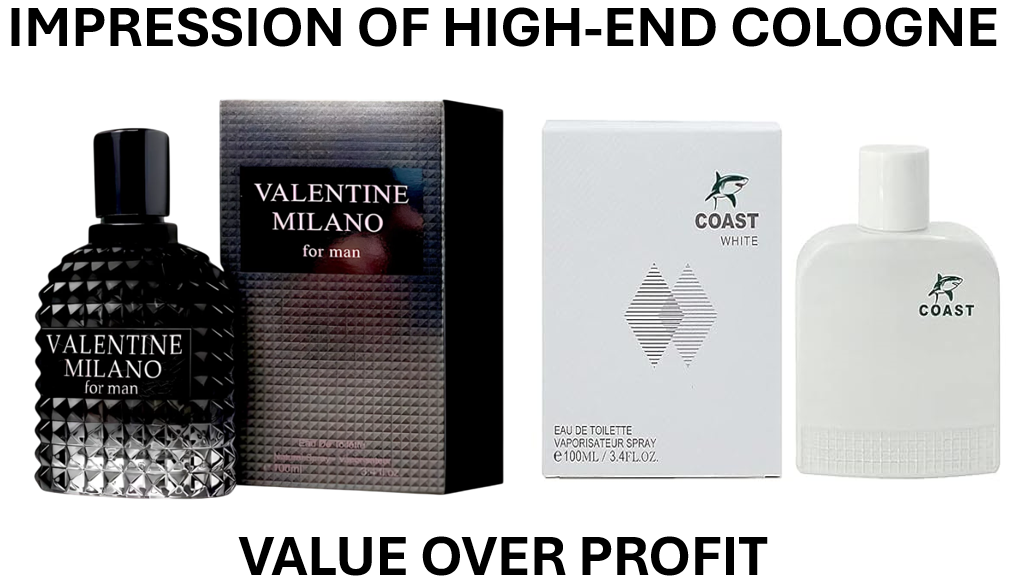 VALENTINE MILANO and (COAST WHITE Cologne for Men Combo Pack Eau de Toilette Fragrance 3.4oz/100ml, Natural Spray, Long Lasting (Pack of 2))