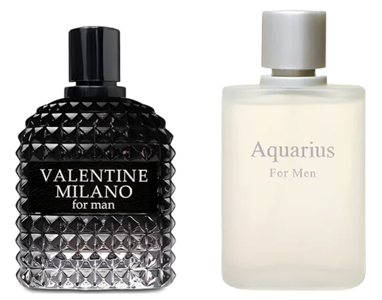 VALENTINE MILANO and AQUARIUS Cologne for Men Combo Pack Eau de Toilette Fragrance 3.4oz/100ml, Natural Spray, Long Lasting (Pack of 2)