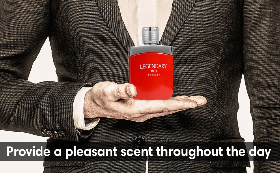 LEGENDARY RED Cologne for Men Eau de Parfum Woody and Fruity Fragrance 3.4oz/100ml, Natural Spray, Long Lasting