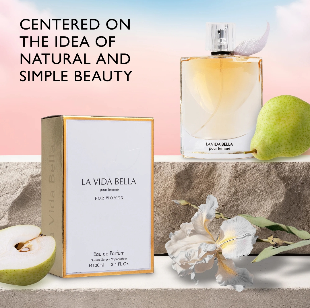 LA VIDA BELLA Eau De Parfum for Women, 3.4 fl oz, Natural Spray - Rich, Elegant Aroma filled with Gourmand, Fruity and Floral Tones. Ideal for gift on special occasions, Birthdays.